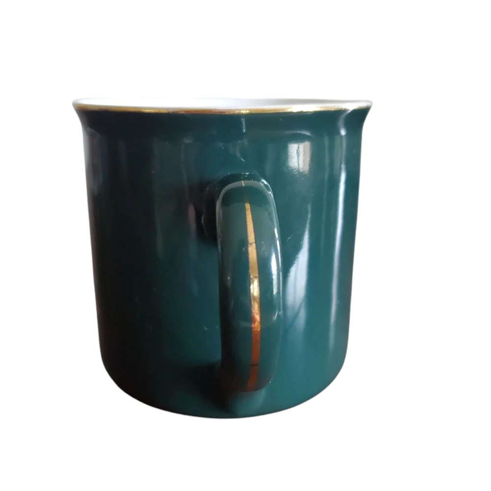 Vintage GEVALIA COFFEE CUP Shiny Dark Green Ceramic Glaze Coffee Mug - Picture 3 of 8